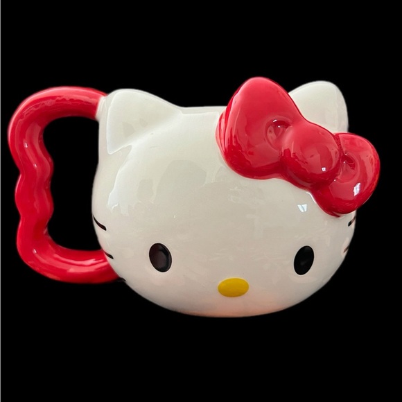 Hello Kitty Face Shaped Ceramic Mug 3D Red Bow Zak Designs Sanrio Kawaii Cute - Picture 1 of 9